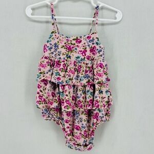 Posh Peanut Baby Girl 12M - 18M Pink Blue Purple Floral Romper Bubble Ruffle